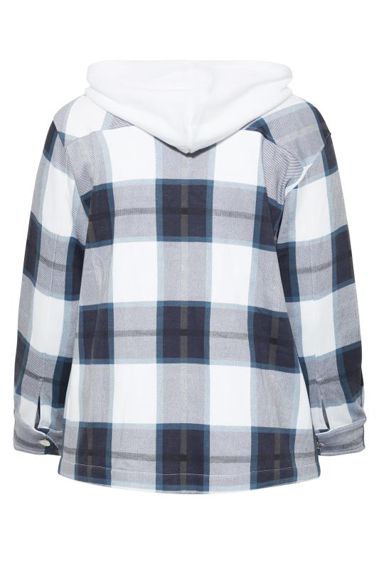 Plus Size Navy Blue Check Sweat Shacket | Yours Clothing 7