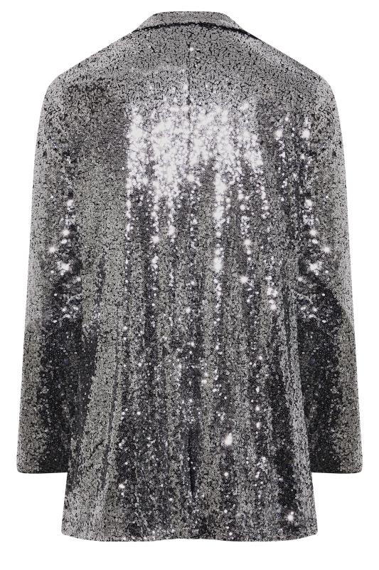 Plus Size Silver Sequin Blazer | Yours Clothing 7