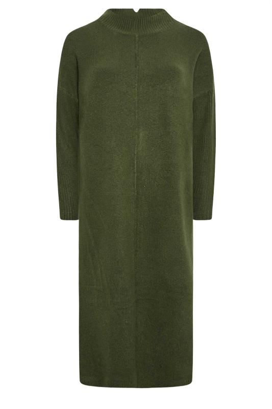 YOURS Plus Size Khaki Green Front Seam Detail Jumper Dress | Yours Clothing 7