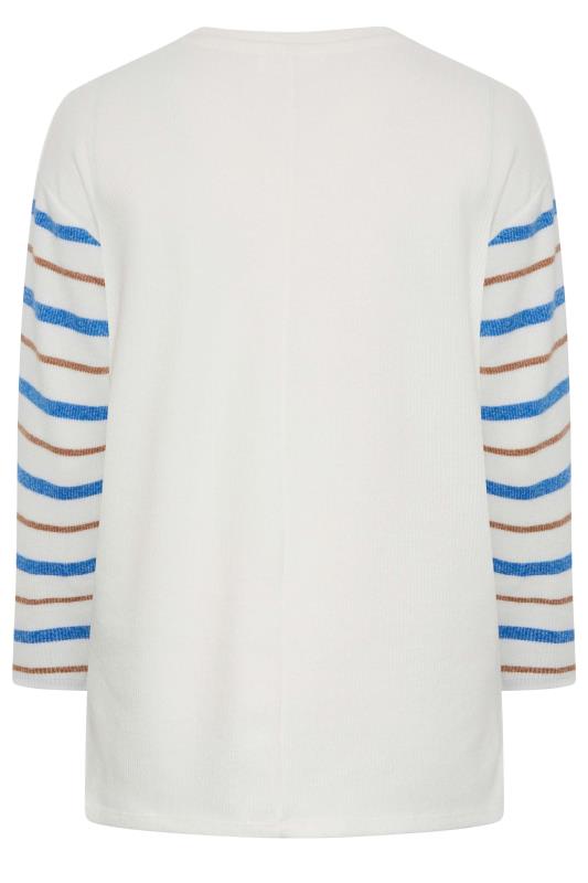 YOURS LUXURY Plus Size Curve White & Blue Stripe Jumper | Yours Clothing  10