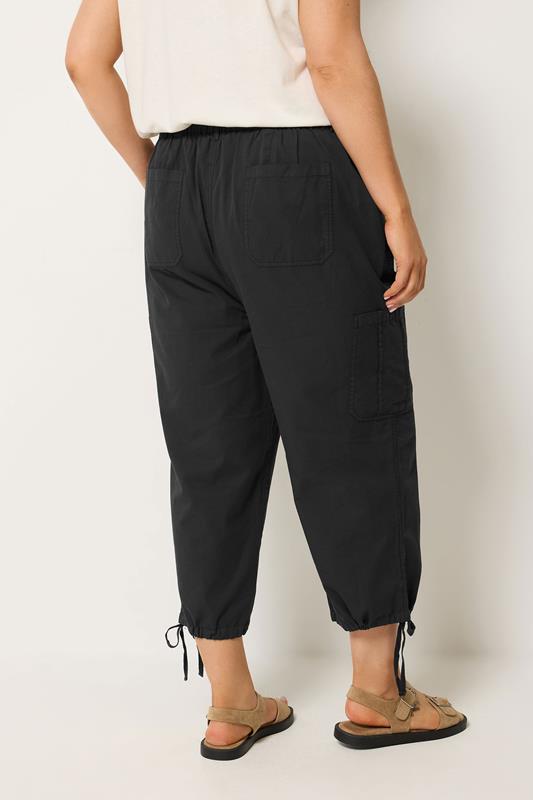 YOURS Plus Size Black Crop Cargo Trousers | Yours Clothing 2