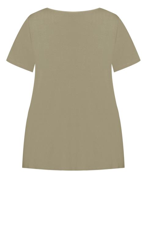 Evans Olive Green Tie Hem Detail T-Shirt 5