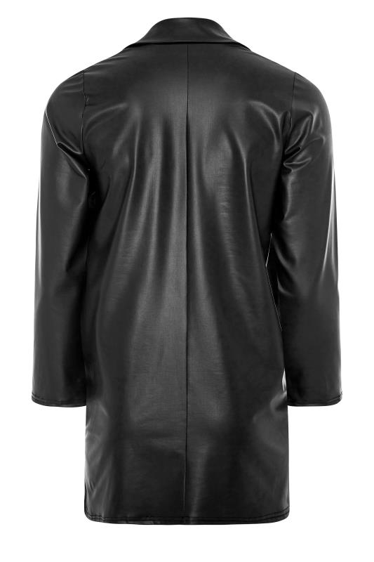 Plus Size Black Faux Leather Longline Blazer | Yours Clothing 7