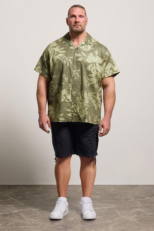 JACK & JONES Big & Tall Black Mid Rise Cargo Shorts | BadRhino 1