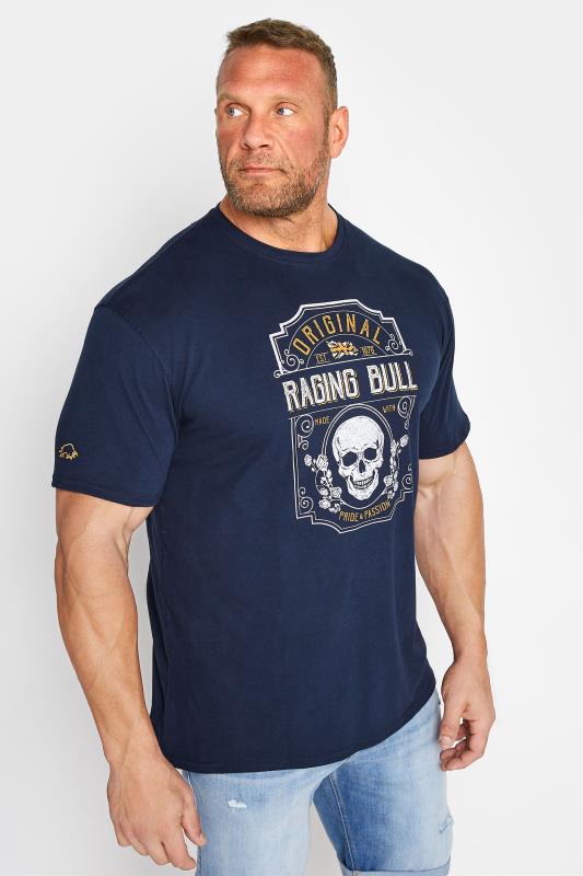 RAGING BULL Navy Blue Pride & Passion Graphic Print T-Shirt | BadRhino 1