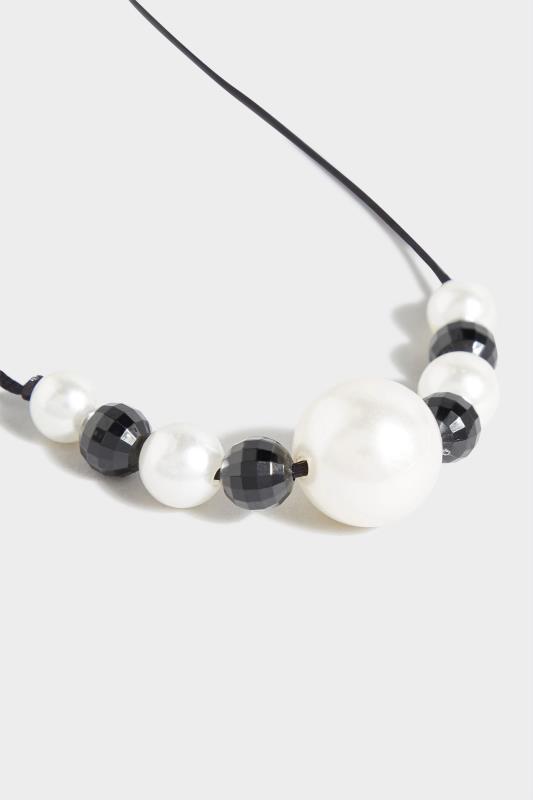 Black and White Beaded Necklace | Yours Clothing 2