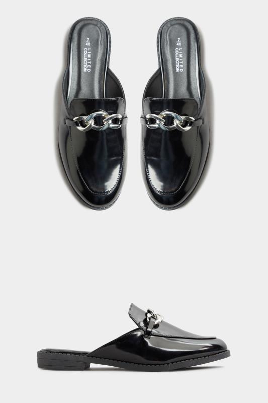 LIMITED COLLECTON Black Patent Chain Mules In Extra Wide Fit_A.jpg