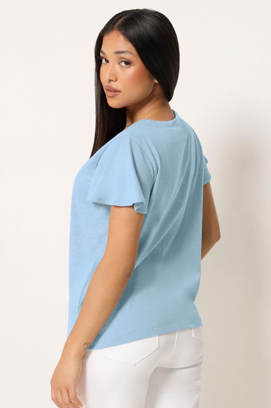 M&Co Petite Blue Cotton Frill Sleeve Shirt | M&Co 2