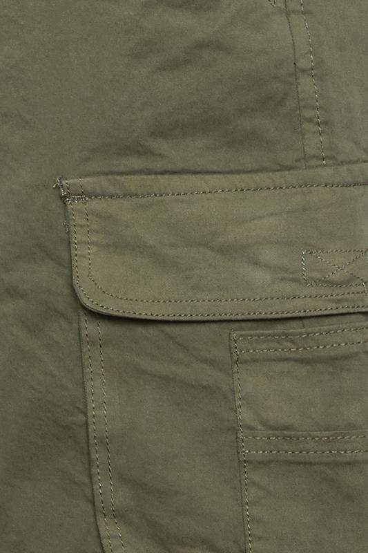 KAM Big & Tall Khaki Green Elastic Waist Cargo Shorts | BadRhino 5
