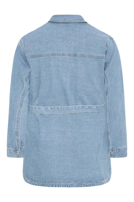 Plus Size Blue Belted Longline Denim Jacket | Yours Clothing 7