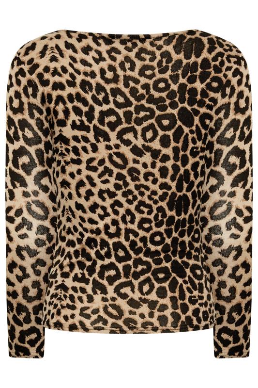 YOURS PETITE Plus Size Brown Leopard Print Square Neck Top | Yours Clothing 7