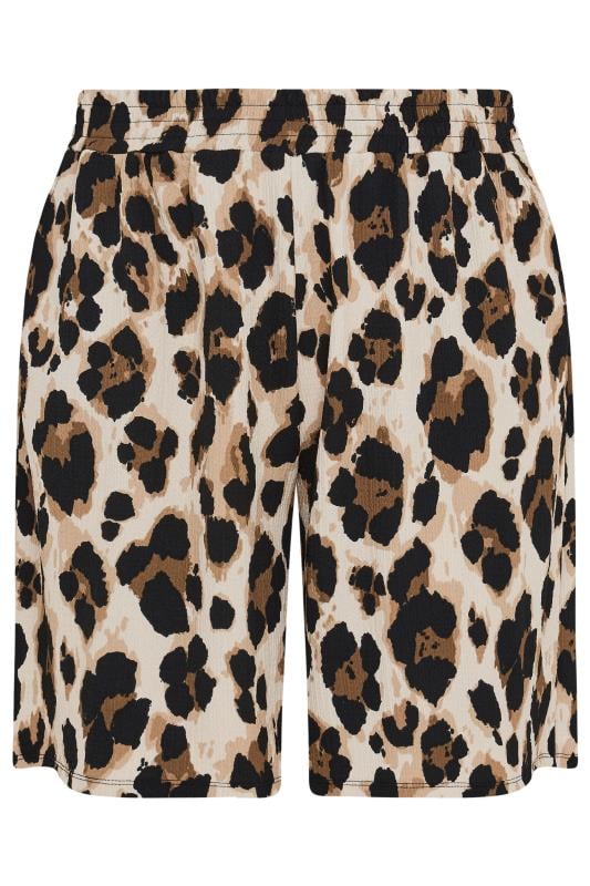 YOURS Plus Size Brown Textured Leopard Print Shorts | Yours Clothing 5