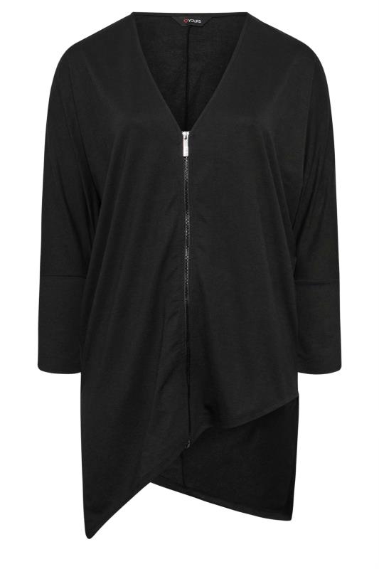 Plus Size Black Asymmetric Hem Zip Front Cardigan | Yours Clothing  6