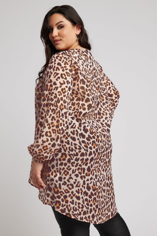 YOURS LONDON Plus Size Natural Brown Leopard Print Blouse | Yours Clothing 3