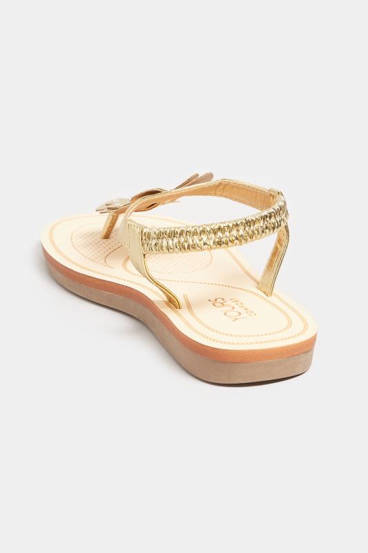 Gold Diamante Butterfly Sandals In Extra Wide EEE Fit | Yours Clothing 3