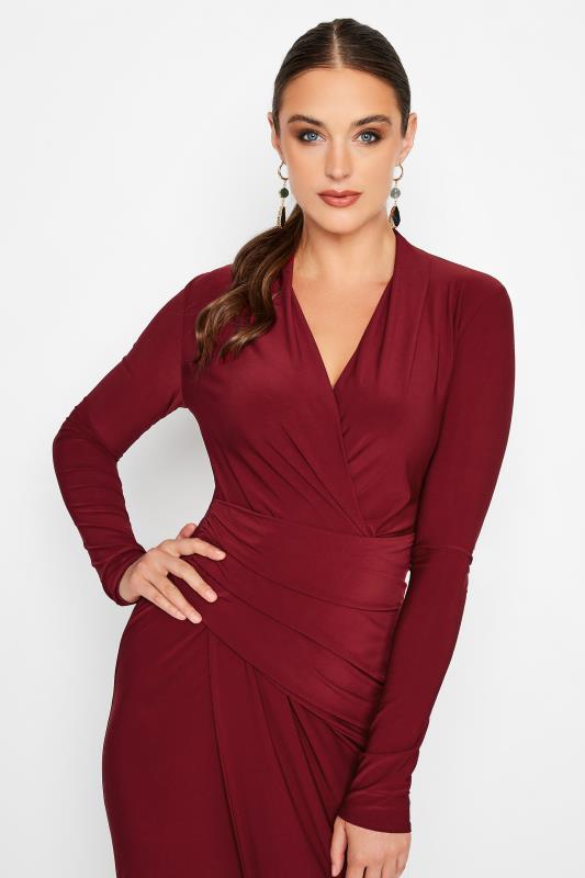 LTS Tall Women's Dark Red Long Sleeve Wrap Dress | Long Tall Sally 4