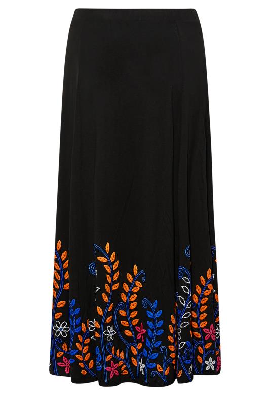 Plus Size Black Floral Border Print Skirt | Yours Clothing 5
