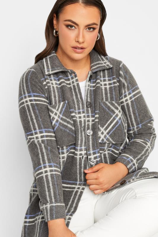 Plus Size  YOURS LUXURY Curve Grey Check Felted Shacket