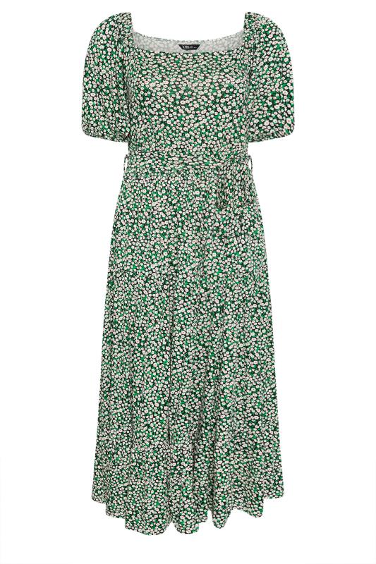 YOURS Plus Size Green Ditsy Floral Tiered Maxi Dress | Yours Clothing 5