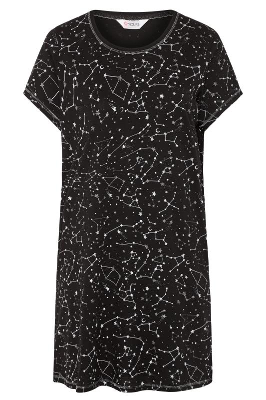 Black Astrology Constellation Glitter Nightdress | Yours Clothing