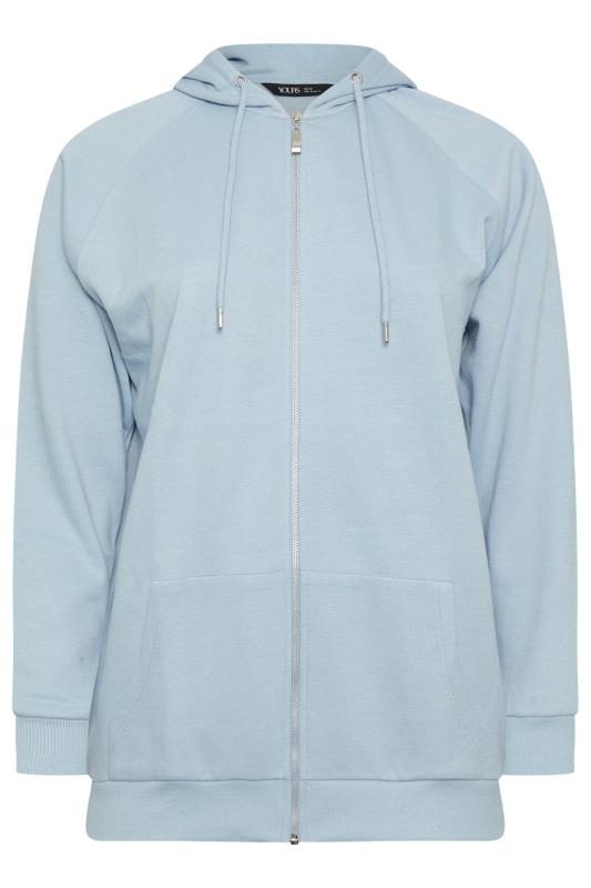 YOURS Plus Size Pastel Blue Zip Through Hoodie | Yours Clothing 7