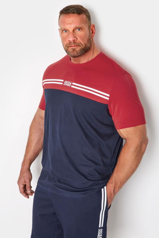 JACK & JONES Navy Blue & Red Steve T-Shirt & Shorts Set | BadRhino 3