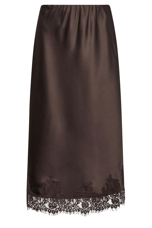 STAR Brown Lace Trim Satin Skirt | StarByJM 5