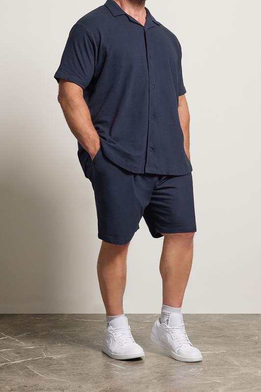  BadRhino Big & Tall Navy Blue Textured Shorts