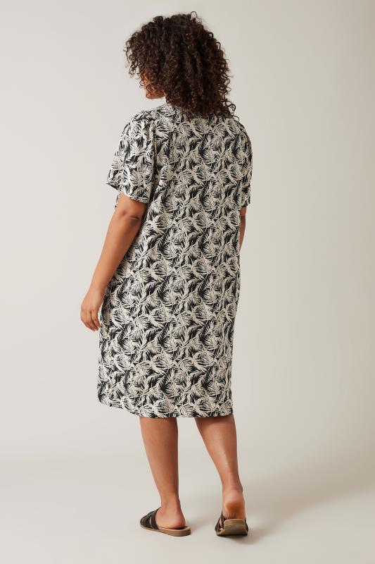EVANS Plus Size Black Tropical Print Linen Dress | Evans 3