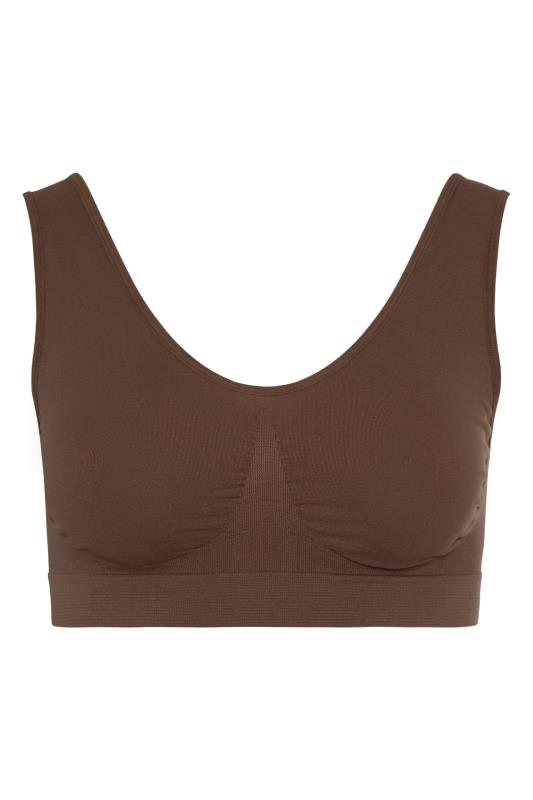 Plus Size Brown Seamless Padded Non-Wired Bralette | Yours Clothing 5