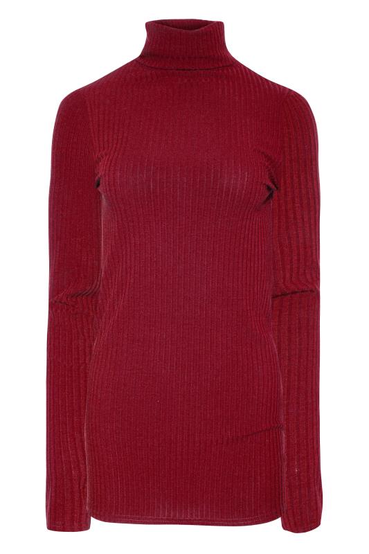 LTS Tall Burgundy Red Ribbed Roll Neck Top 6