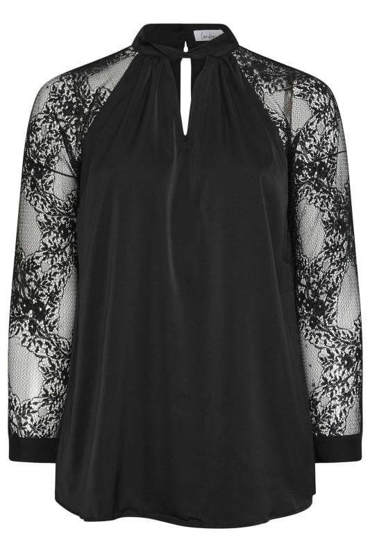 YOURS LONDON Plus Size Black Lace Sleeve Blouse | Yours Clothing 6