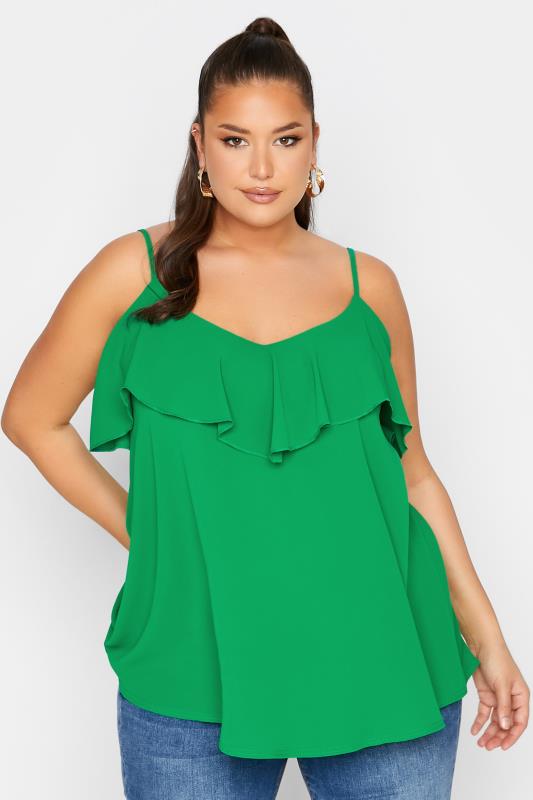 LIMITED COLLECTION Curve Apple Green Frill Cami Top 1