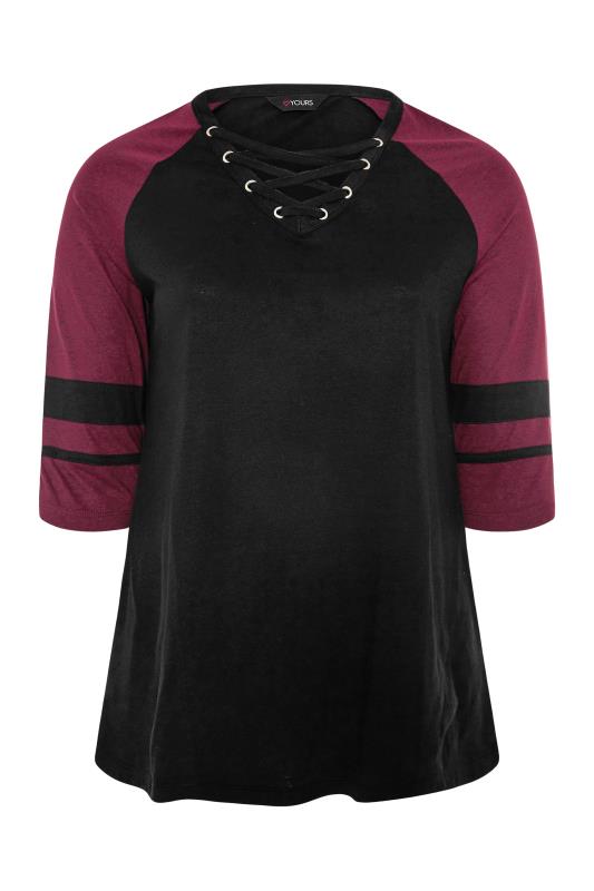 Black & Plum Purple Colour Block T-Shirt_F.jpg