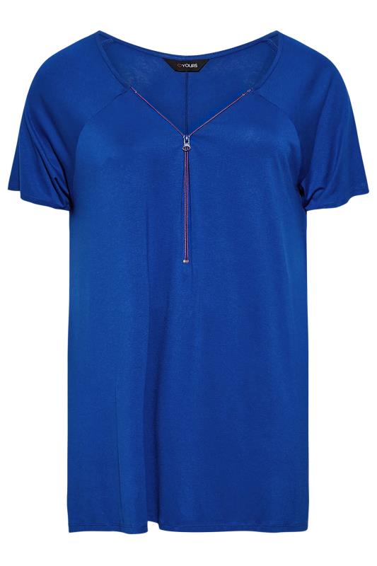 Curve Blue Zip Neck T-Shirt | Yours Clothing 6