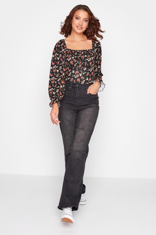 LTS Tall Women's Black Floral Print Long Sleeve Top | Long Tall Sally  2