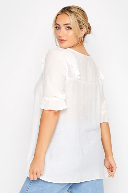 LIMITED COLLECTION Plus Size White Button Frill Blouse | Yours Clothing  3