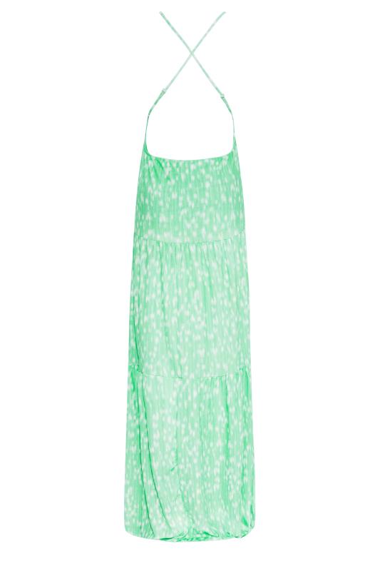 LTS Tall Mint Green Spot Print Cross Back Tiered Maxi Dress 8