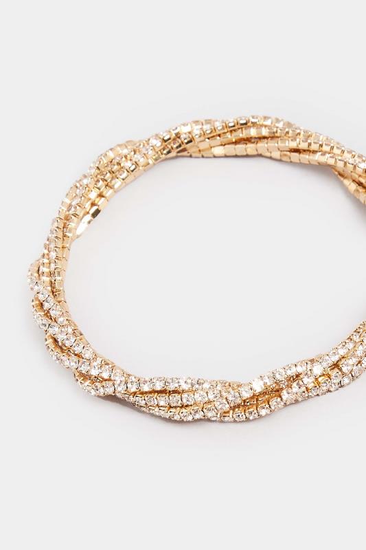 Gold Tone Diamante Twist Bracelet | Yours Clothing  3