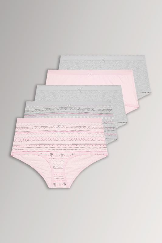  YOURSET 5 PACK Curve Grey Fairisle Full Briefs