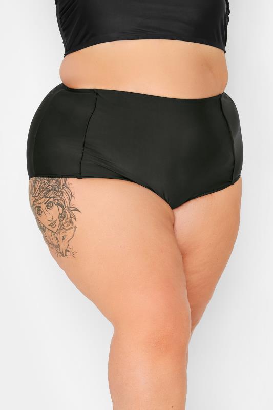 Plus Size Black Super High Waisted Tummy Control Bikini Briefs | Yours Clothing 1