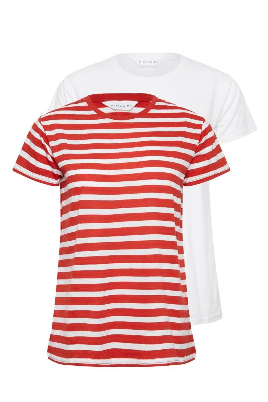 2 PACK PixieGirl Red Stripe Print T-Shirts | PixieGirl 8