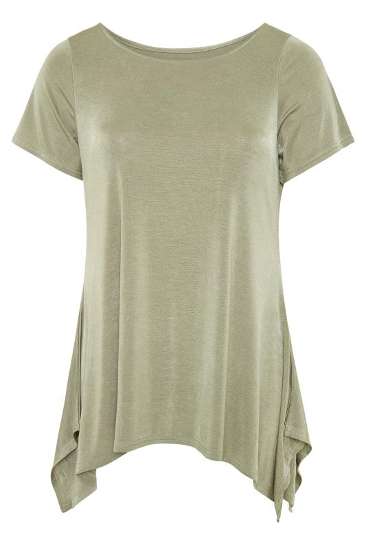 Plus Size YOURS LONDON Green Tab Back Hanky Hem Top | Yours Clothing 5