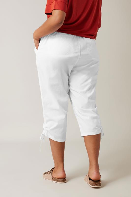 Evans White Cool Cotton Cropped Trousers 3