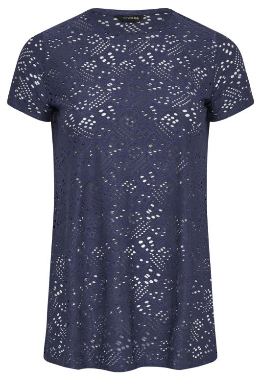 Curve Navy Blue Broderie Anglaise Swing T-Shirt 6