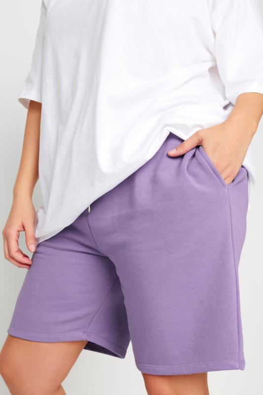 YOURS Plus Size Purple Jogger Shorts | Yours Clothing 4