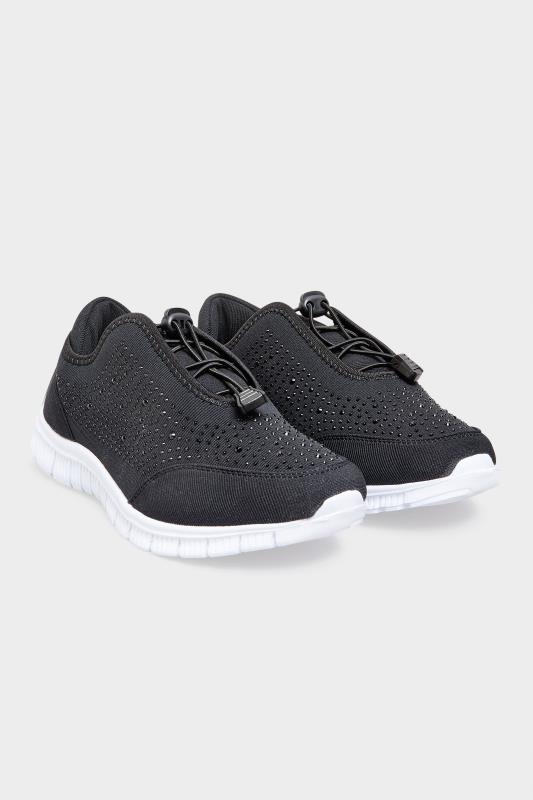 Wide Fit Trainers Black Embellished Trainers In Extra Wide EEE Fit