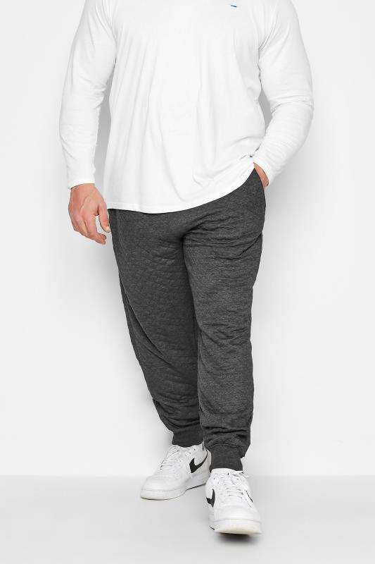 Men's  KAM Big & Tall Charcoal Grey Quilted Joggers