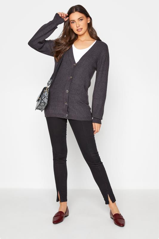 LTS Tall Charcoal Grey Knitted Cardigan 2