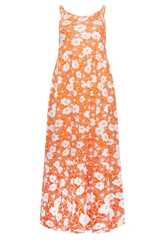 YOURS Curve Plus Size Orange Floral Tiered Maxi Sundress | Yours Clothing  6